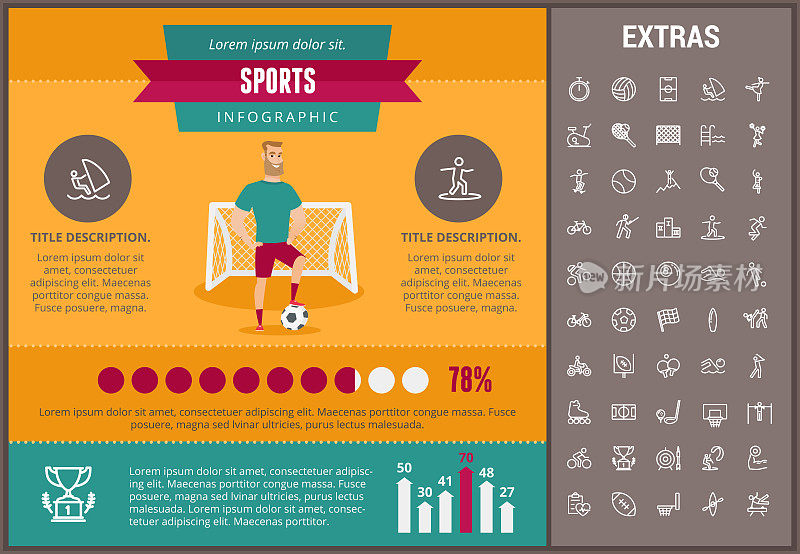 Sports infographic template, elements and icons